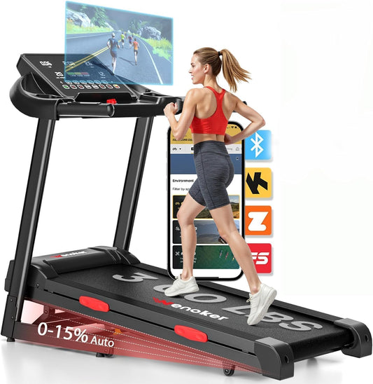 WENOKER auto-incline folding home treadmill with app