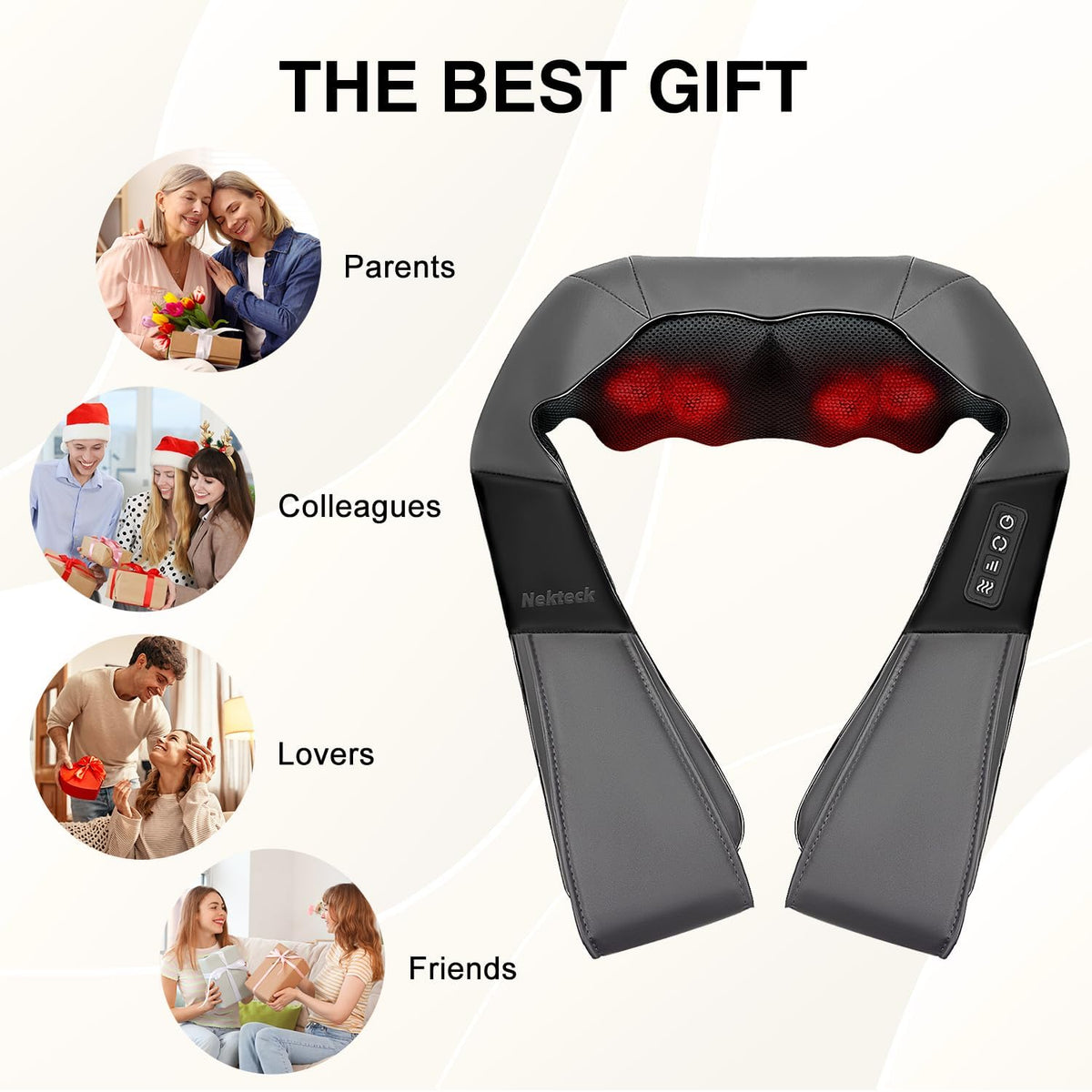 Nekteck Shiatsu Neck Massager with Heat for Pain Relief