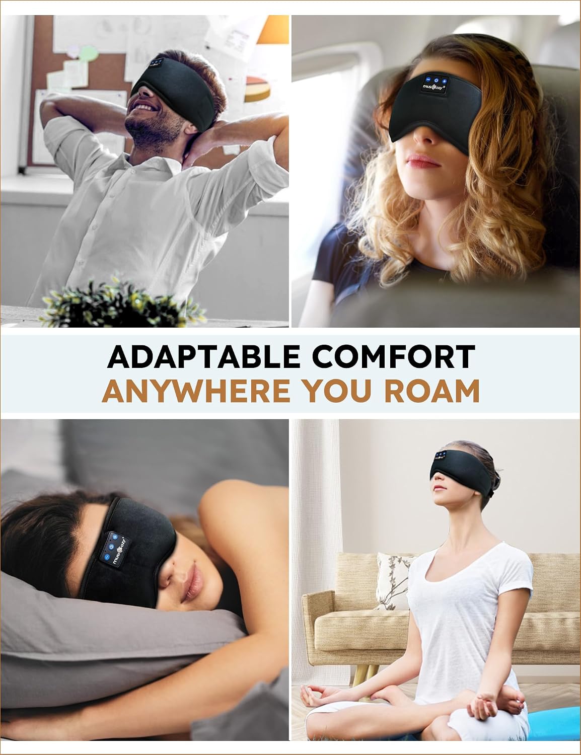 MUSICOZY Sleep Headphones Bluetooth 5.4 Headband Sleeping He