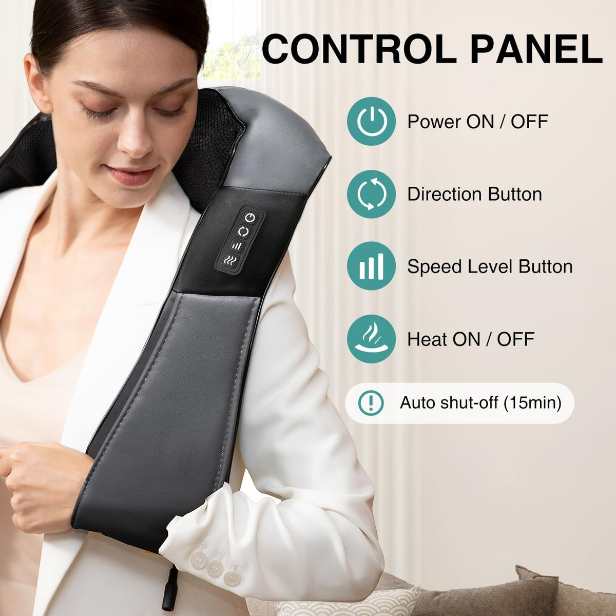 Nekteck Shiatsu Neck Massager with Heat for Pain Relief