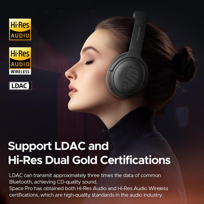 SOUNDPEATS Space Pro LDAC Hi-Res ANC Wireless Over-Ear Headp
