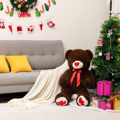 HollyHOME Big Teddy Bear Stuffed Animal Large Bear Plush with Red Heart for Girlfriend and Kids Valentine's Day 36 inch Chocolate