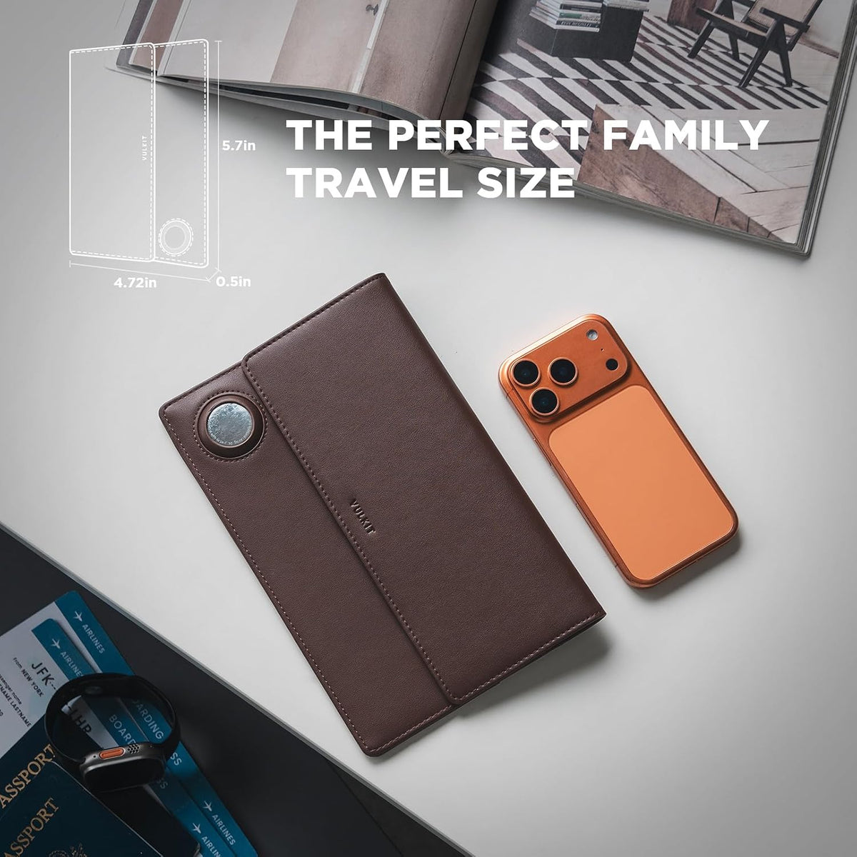 VULKIT Family Passport Holder for 4 Leather Passport Wallet