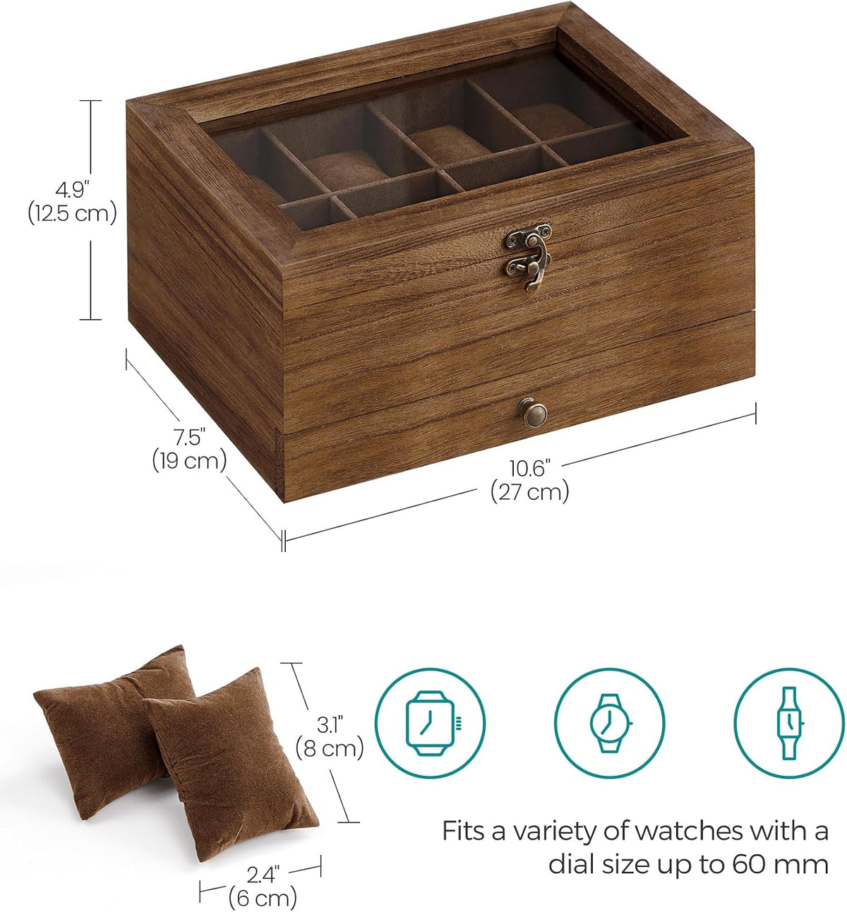 SONGMICS 8 Compartment Watch Holder