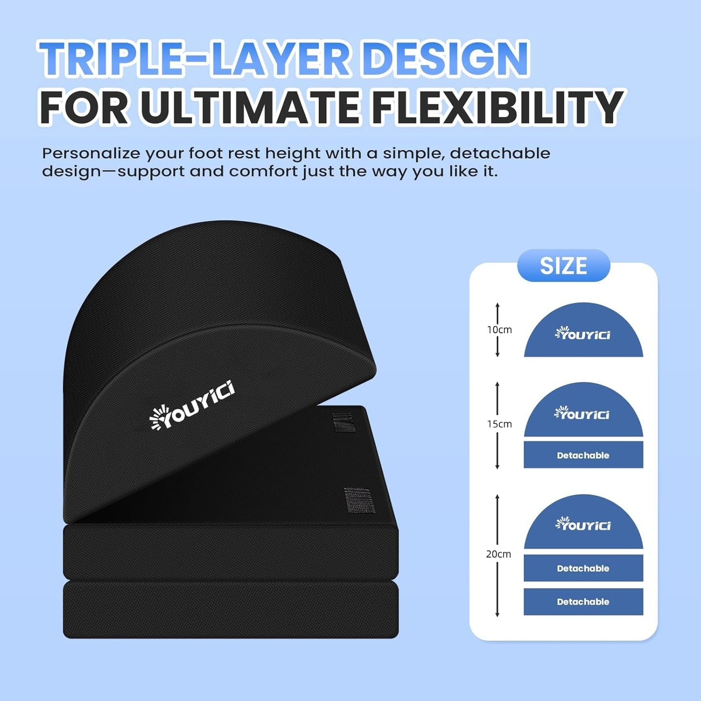 Foot Rest for Under Desk at Work, Gaming Accessories Foot Stool with 3 Adjustable Heights, Memory Foam Foot Rest Cushion Ergonomic Footrest for Office, Home and Car