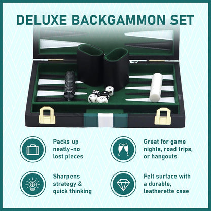 Backgammon Set Suitcase for 2 Players