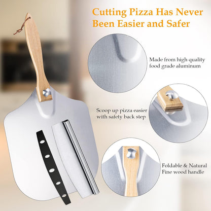 Ninonly 30.5 x 35.5 CM Aluminum Pizza Peel with Foldable Woo
