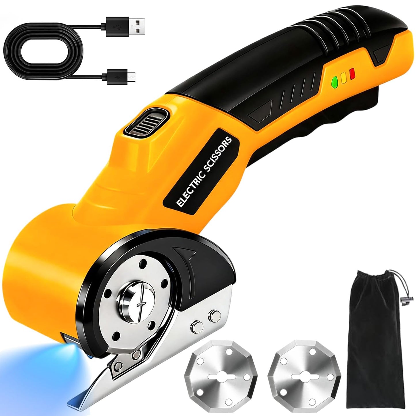 Cordless Electric Rotary Scissors — Rechargeable Craft & DIY Cutter with LED, Safety Lock & Spare Blades