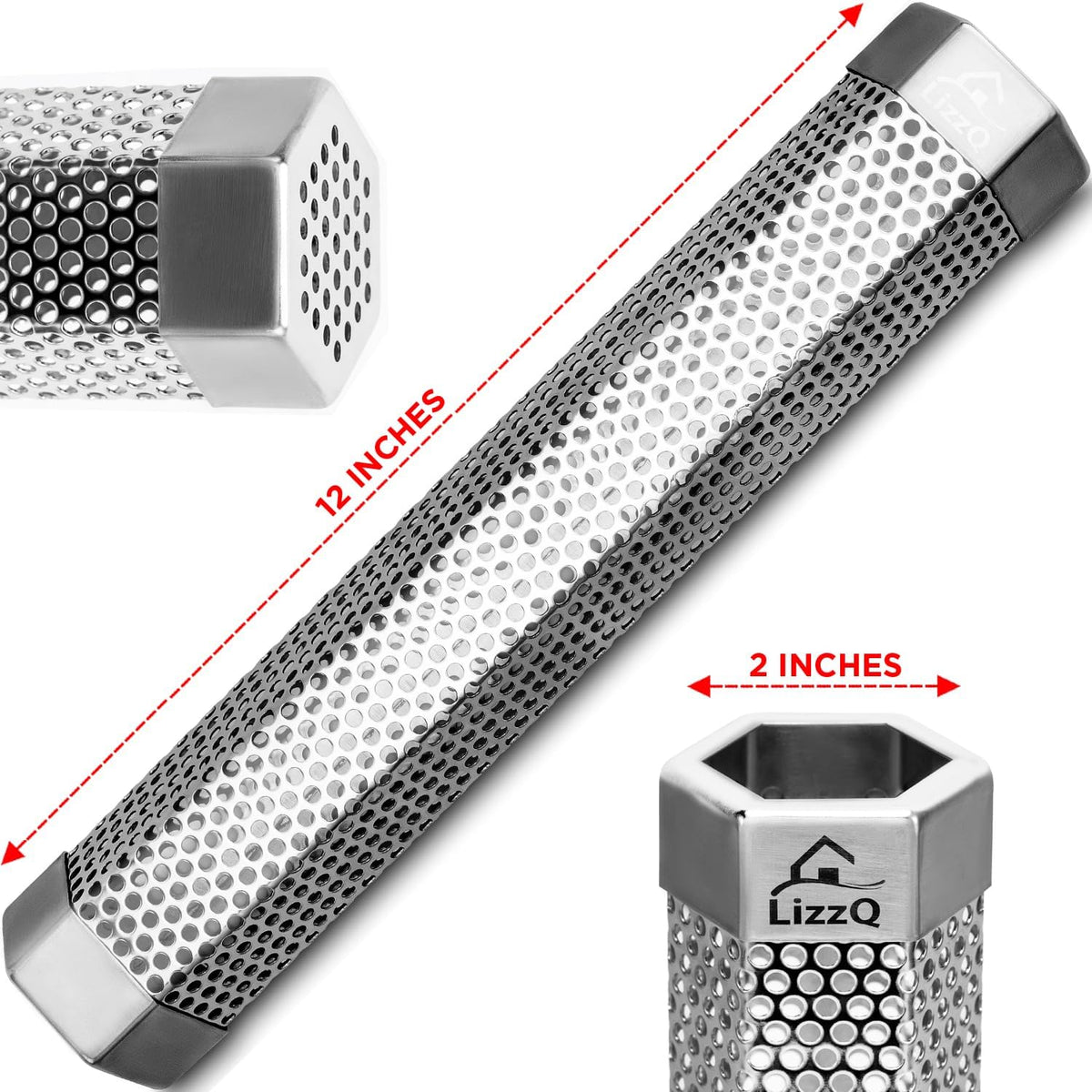 LizzQ Premium Pellet Smoker Tube 12-5 Hours of Billowing Smo
