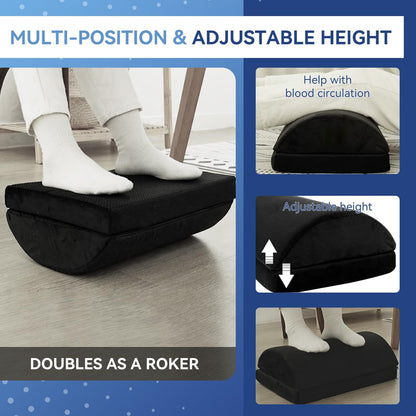Foot Rest Cushion, 3IN1 Ergonomic Under Desk Foot Pillow, Adjustable Detachable Comfort Foot Stool for Gaming, Office and Home