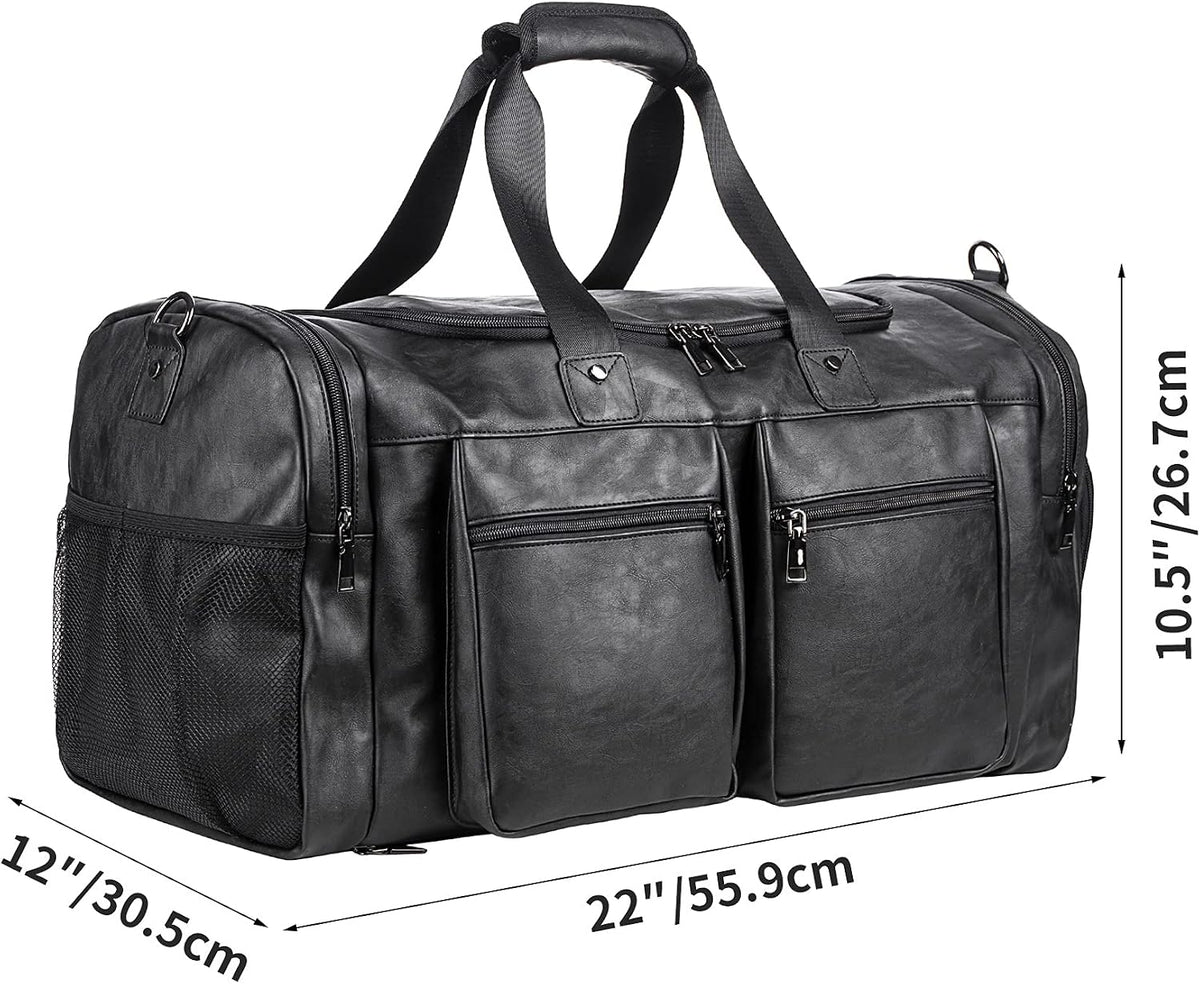 Leather Travel Bag with Shoe Pouch