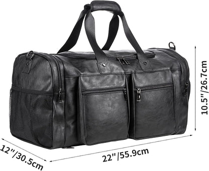 Leather Travel Bag with Shoe Pouch