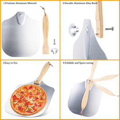 Ninonly 30.5 x 35.5 CM Aluminum Pizza Peel with Foldable Woo