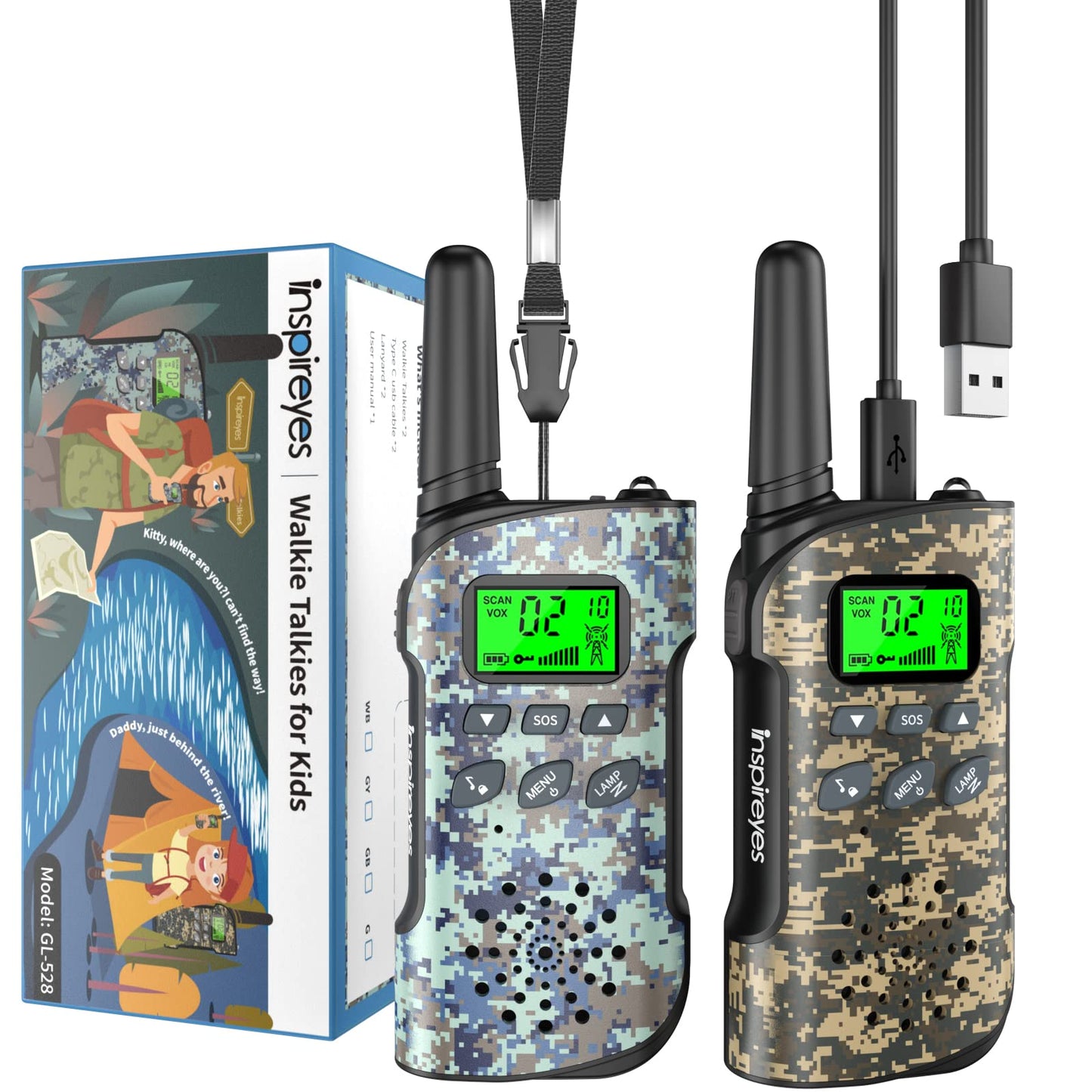 2 pack camouflage kids walkie talkies