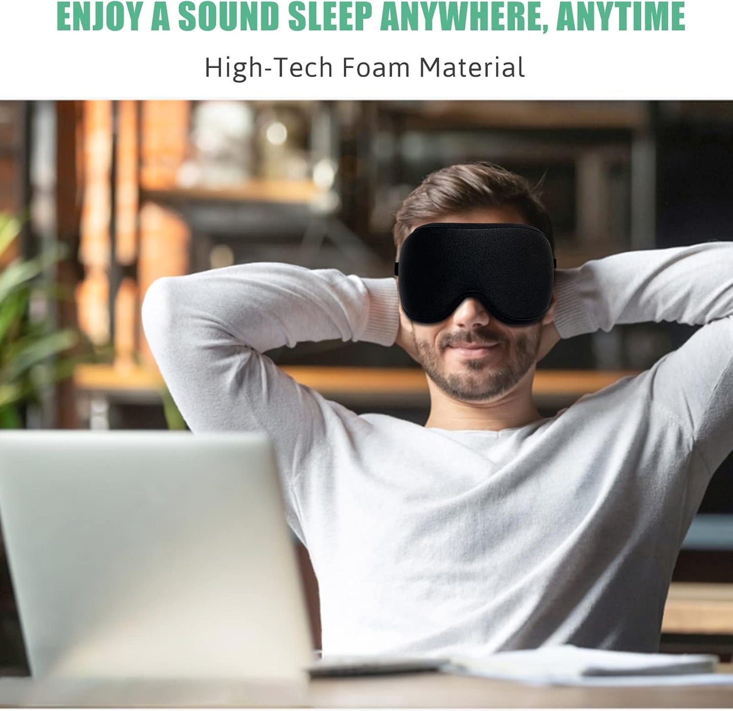 Sleep Mask for Men & Women, 2 Pack 3D Contoured Eye Mask for Sleeping with Adjustable Strap, BeeVines Molded Night Eye Sleep Mask Blindfold, Soft Breathable Eye Shade Cover for Travel Yoga Nap