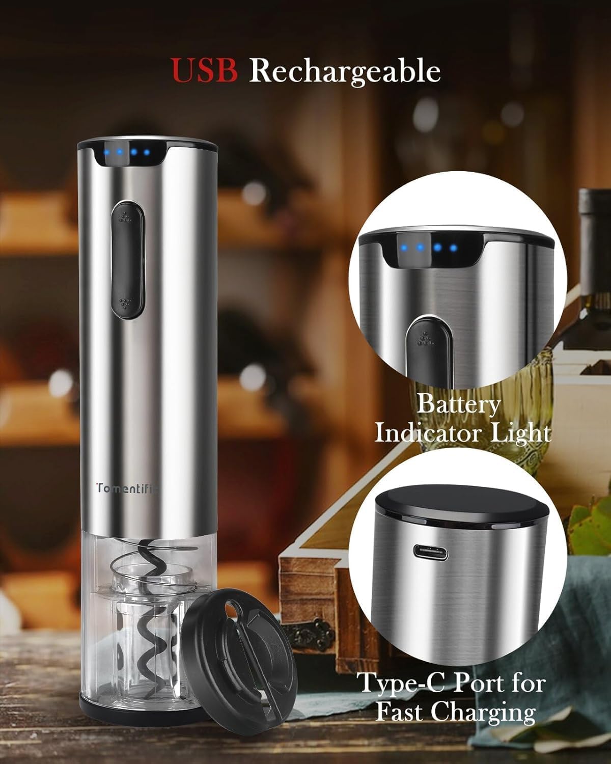 Electric Wine Opener Set With Stand - Premium Wine Gifts wit