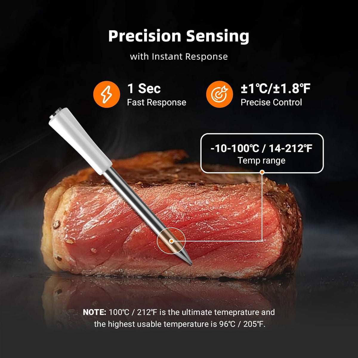 INKBIRD Mini Wireless Meat Thermometer INT-11I-B Bluetooth B