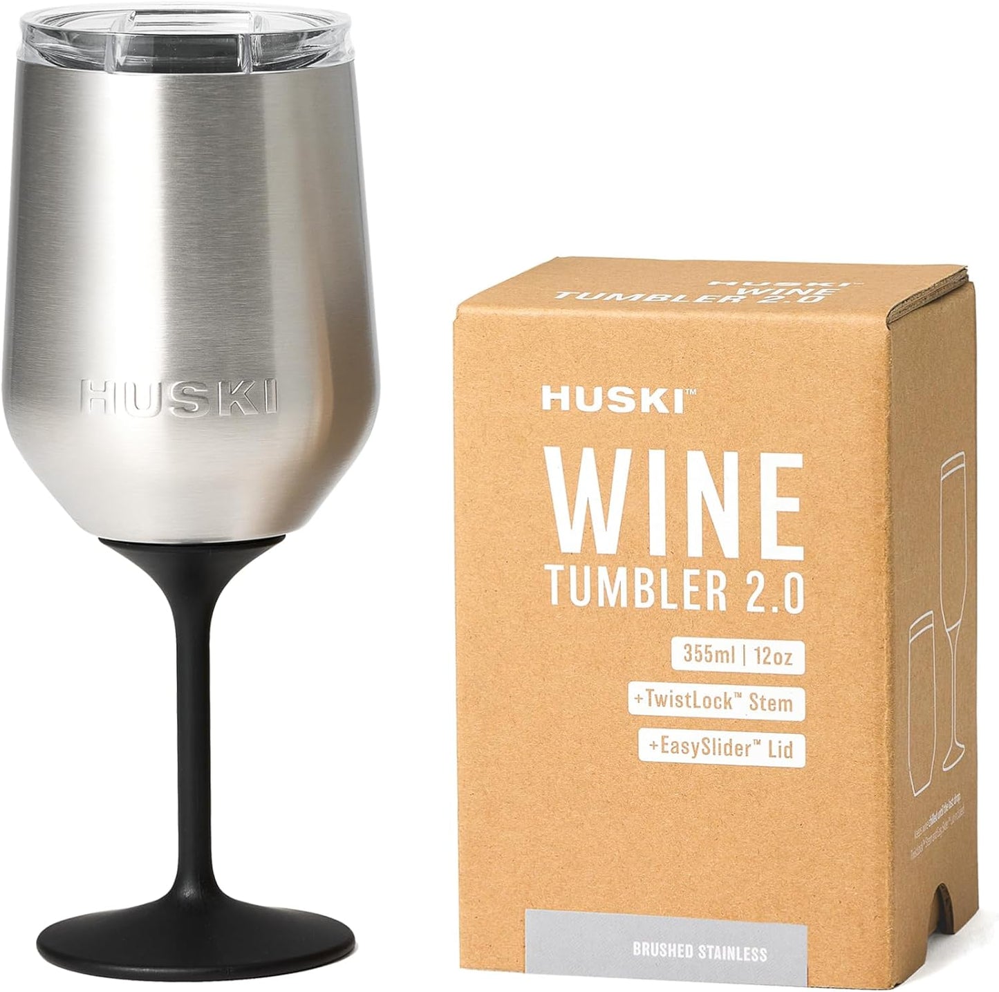Huski Wine Tumbler 2.0 | New | Award-Winning Design with Detachable Stem | Premium Stainless Steel Wine Glass with Lid | Triple Insulated Tumbler | 355ml Capacity | Great Gift