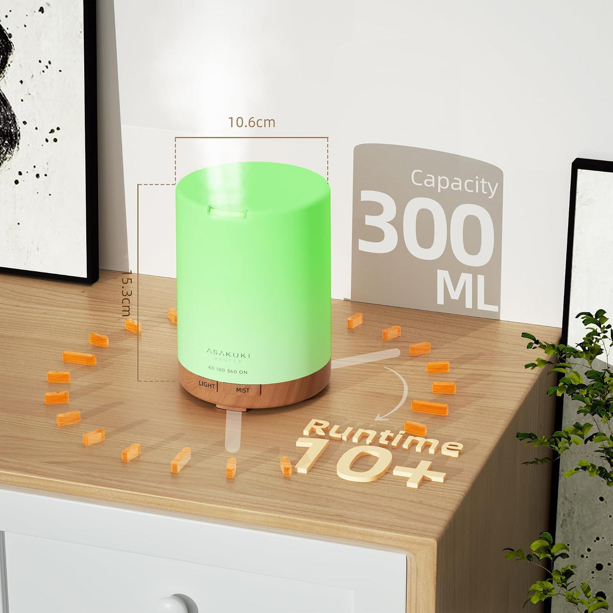 ASAKUKI 300ML Essential Oil Diffuser