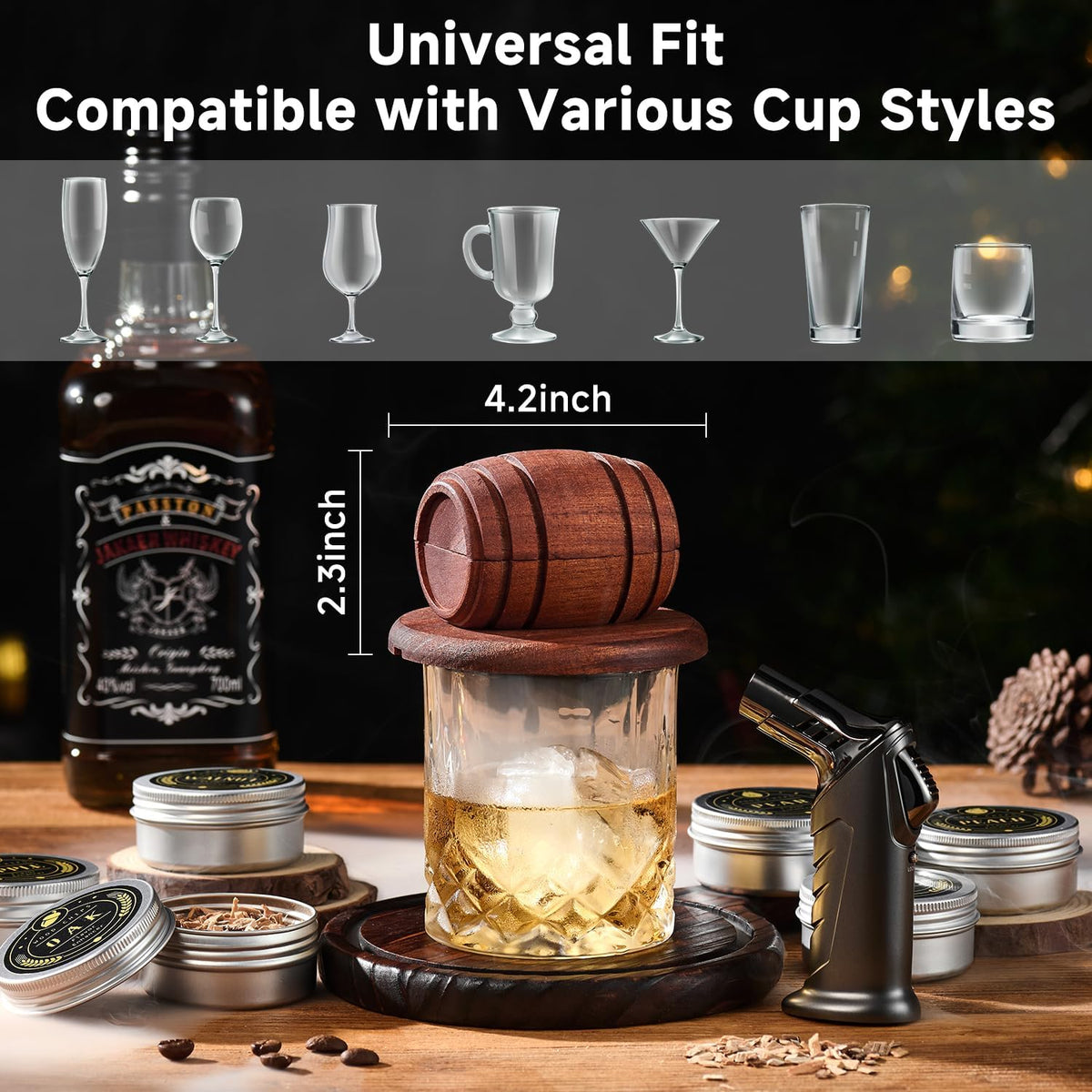 Whiskey Smoker Kit with Torch - 6 Flavors Wood Chips