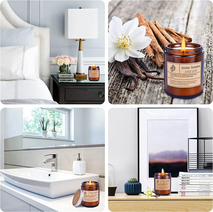Scented Candles, Highly Scented, Natural Wax, 40 Hours Long Burning, Aromatherapy Candles with Aesthetic Amber Glass, Clean Delicate Fruity Scent for Calming & Stress Relief(Lavender Eucalyptus)