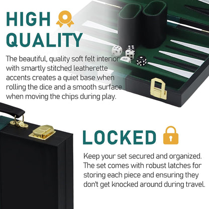Backgammon Set Suitcase for 2 Players