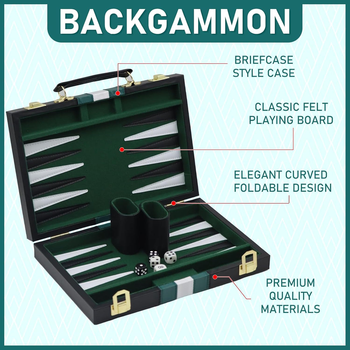 Backgammon Set Suitcase for 2 Players