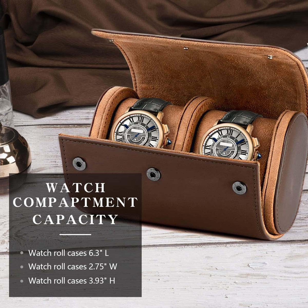 Watch Travel Case Handmade Leather Watch Rolls Box for Man T
