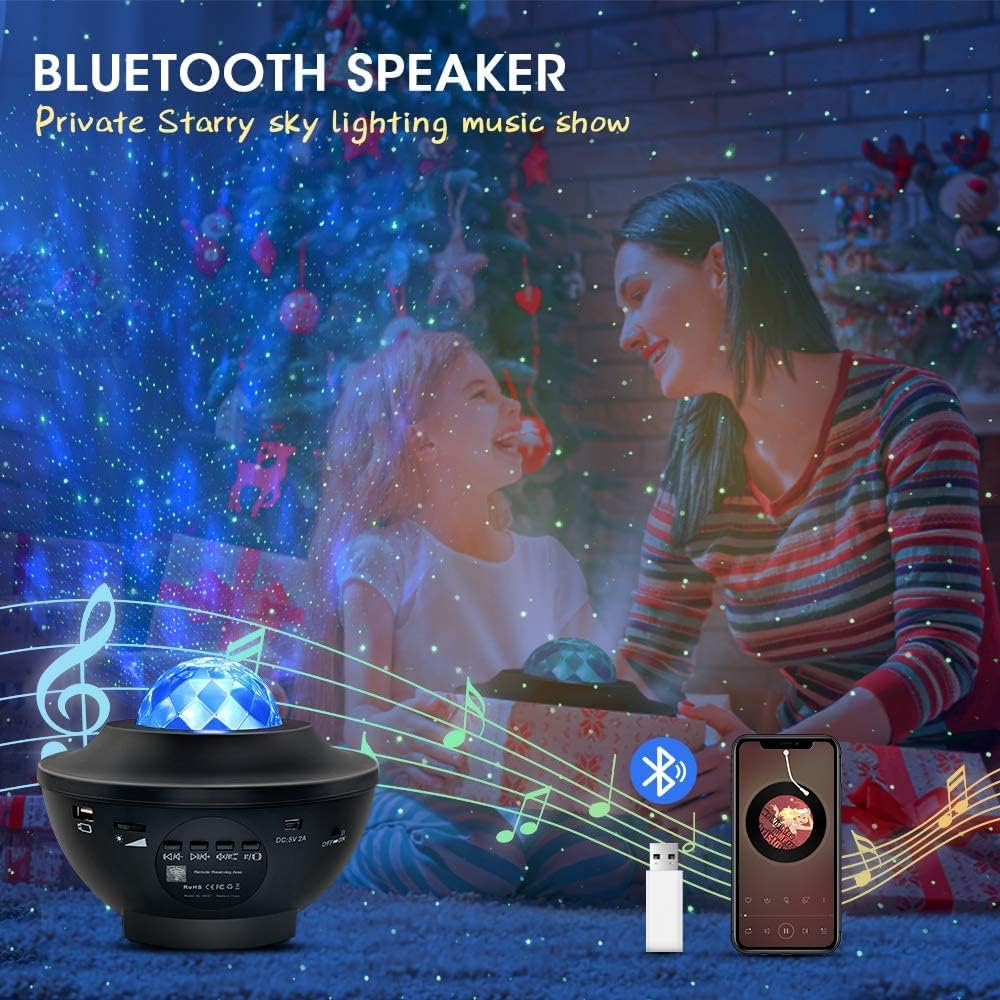 Dinosaur Egg Galaxy Projector, Star Projector Starry Light with Music Player, 14 Colors Night Light with White Noise, Nebula,Timer & Remote Control for Gaming Room, Home Theater