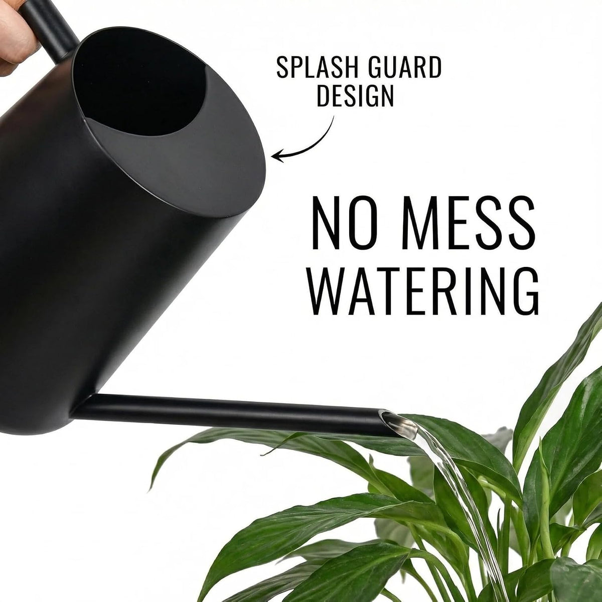 IMEEA 35oz/1000ml Indoor Watering Can Black Watering Can wit