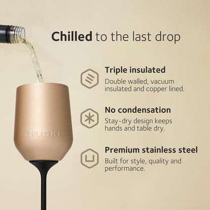 Huski Wine Tumbler 2.0 | New | Award-Winning Design with Detachable Stem | Premium Stainless Steel Wine Glass with Lid | Triple Insulated Tumbler | 355ml Capacity | Great Gift