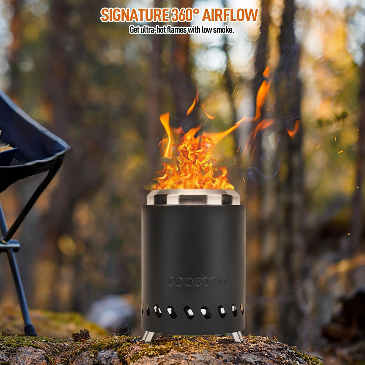 Portable Table Top Fire Pit: 5.5" Stainless Steel Mini Outdo