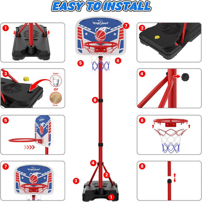 EagleStone Kids Adjustable Height Basketball Hoop with Stand