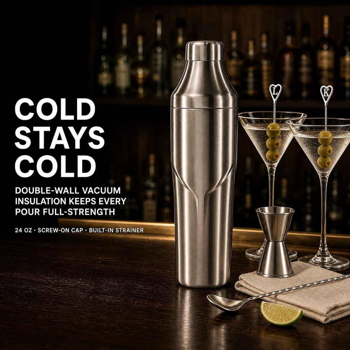 Lexenic 24oz Vacuum Insulated Hybrid Cocktail Shaker - Premi