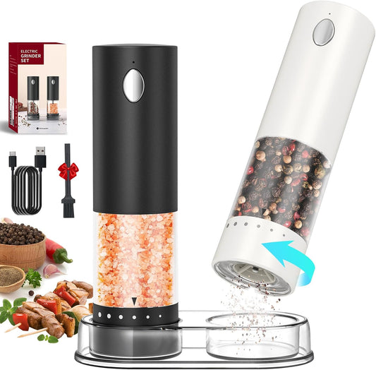 CIRCLE JOY Electric Salt and Pepper Grinder Set Rechargeable