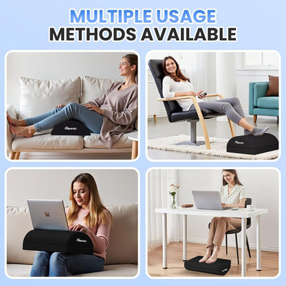 Foot Rest for Under Desk at Work, Gaming Accessories Foot Stool with 3 Adjustable Heights, Memory Foam Foot Rest Cushion Ergonomic Footrest for Office, Home and Car