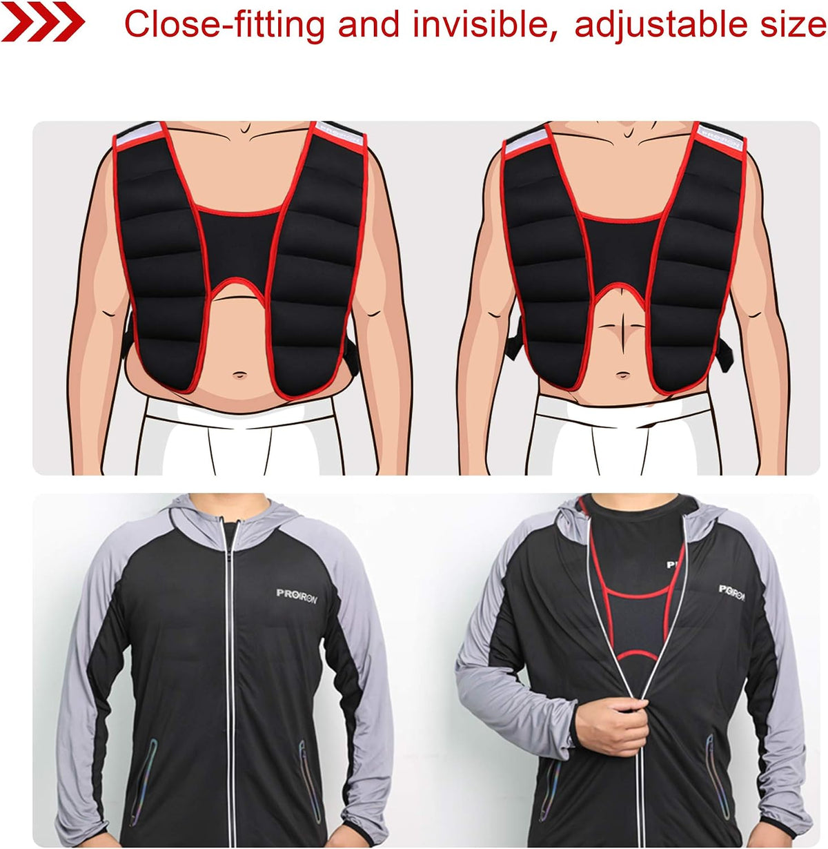 PROIRON Adjustable Weighted Vest Jacket 5-10KG Comfortable f