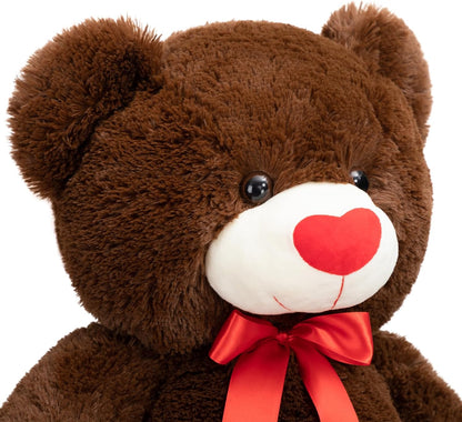 HollyHOME Big Teddy Bear Stuffed Animal Large Bear Plush with Red Heart for Girlfriend and Kids Valentine's Day 36 inch Chocolate