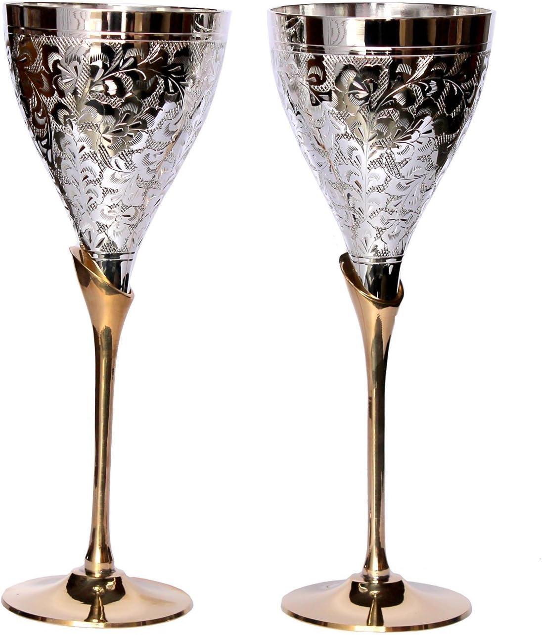 Stonkraft Engraved Silver Plated Pure Brass Premium Goblet C