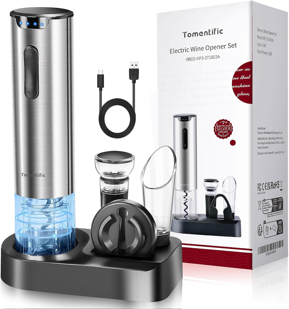 Electric Wine Opener Set With Stand - Premium Wine Gifts wit