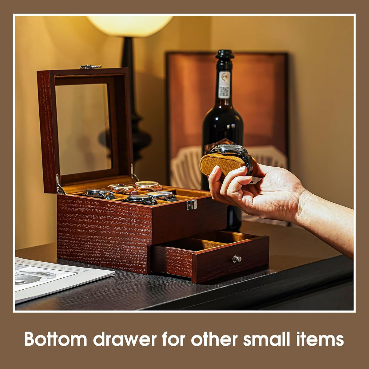 ProCase 6 Slots Lacquered Finish Wooden Watch Box for Men