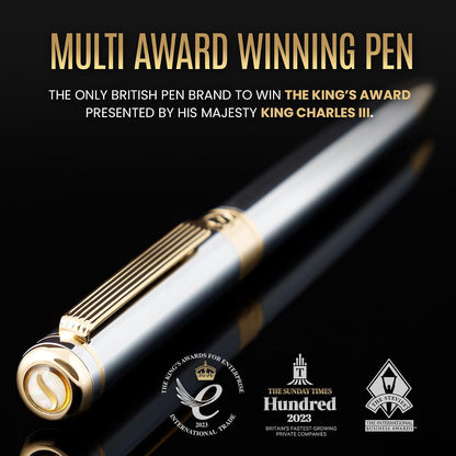 Scriveiner Silver Chrome Ballpoint Pen - Stunning Luxury Pen