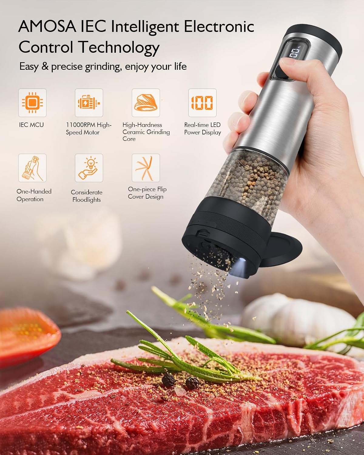 Electric Salt and Pepper Grinder Set
