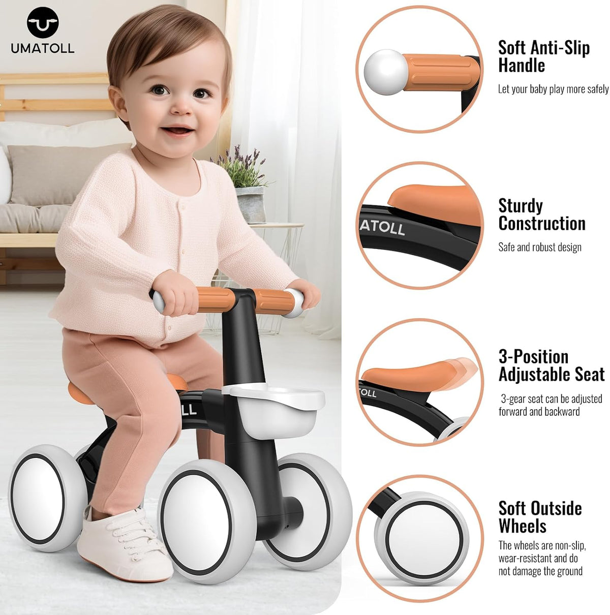 Umatoll Baby Balance Bike for 1 Year Old Boy Girl