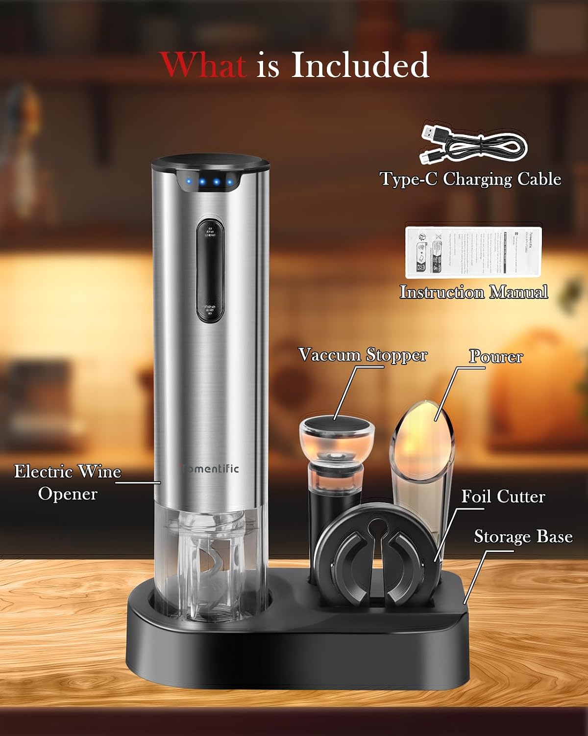 Electric Wine Opener Set With Stand - Premium Wine Gifts wit