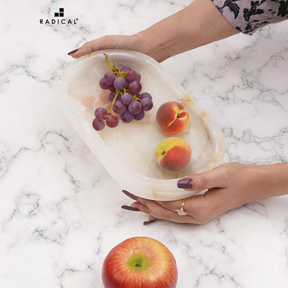 Marble Pedestal Oval Tray
