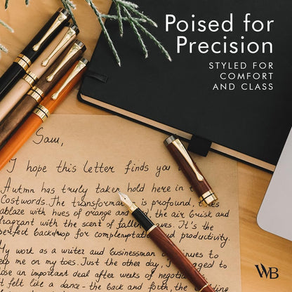 Wordsworth & Black Bamboo Wood Fountain Pen Set for Writing