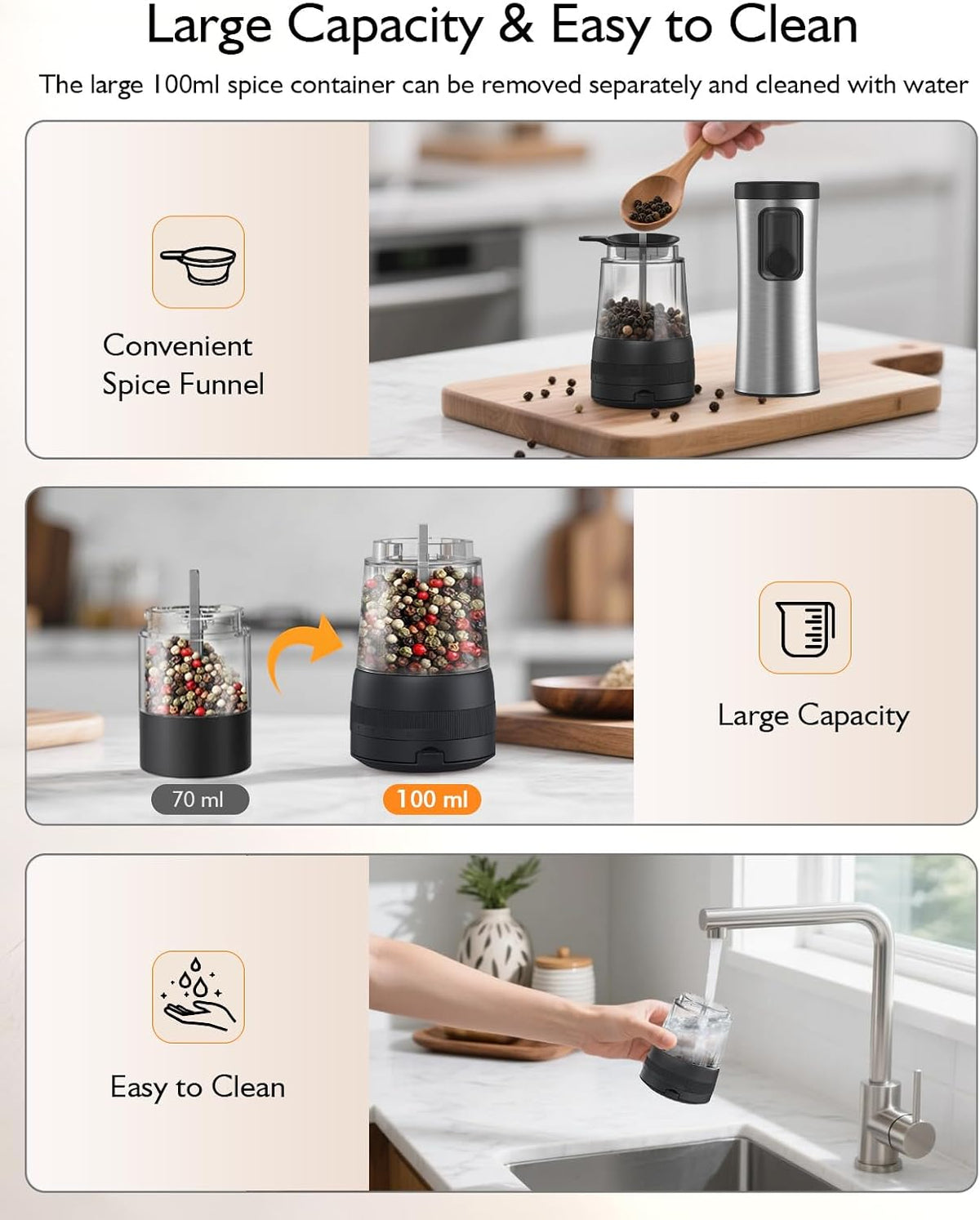 Electric Salt and Pepper Grinder Set