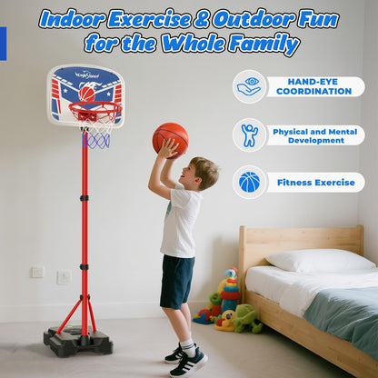 EagleStone Kids Adjustable Height Basketball Hoop with Stand
