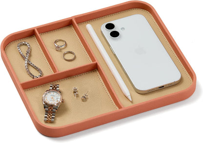 Nordik Leather Valet Tray - Medium EDC Tray - Coral Blush 24
